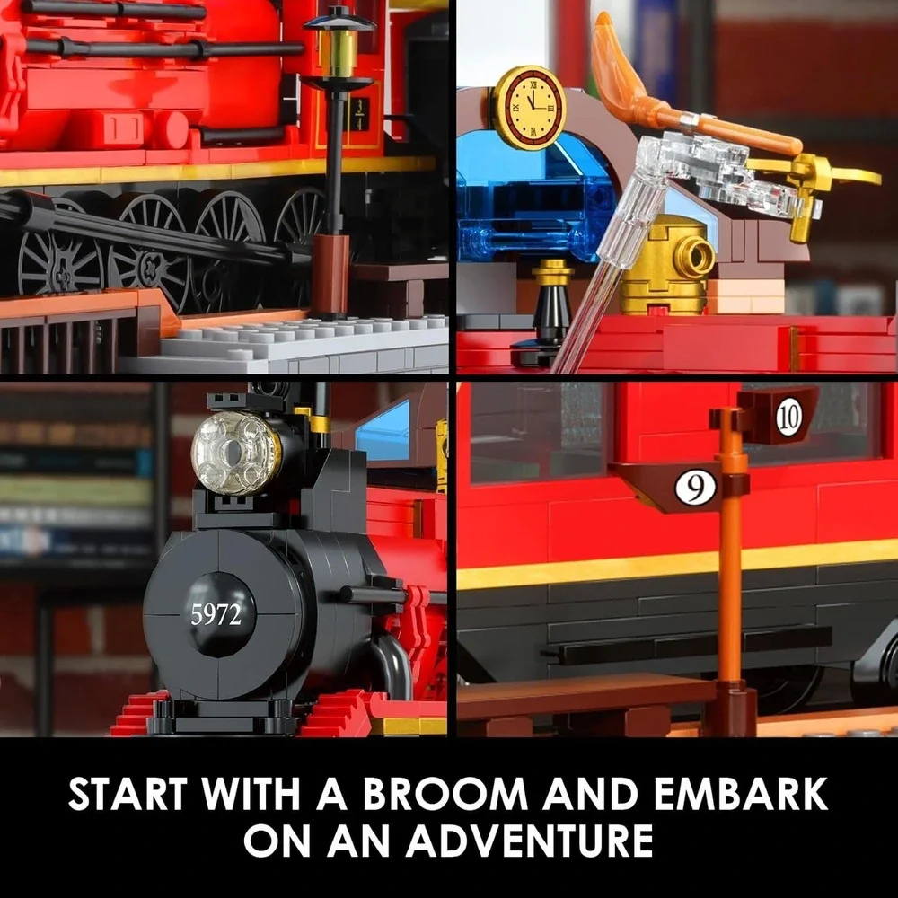 WALARLO 2 in 1 Harry Train & Bookshelf Building Set, Ideal Collectible 1068pc